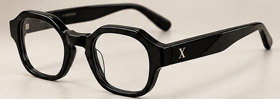 TEN Matteo frame in black acetate, three-quarter view