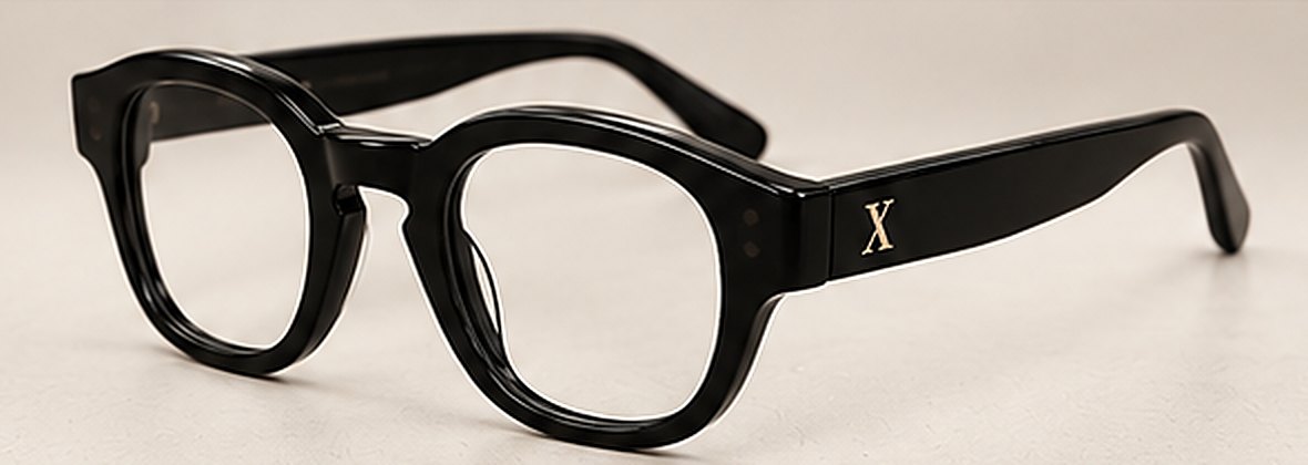 TEN Pietro frame in black acetate, three-quarter view