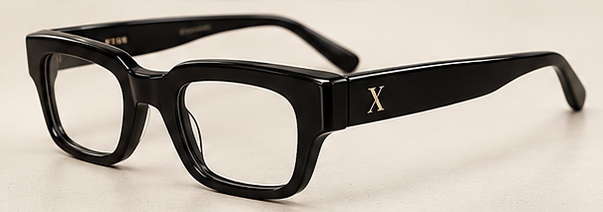 TEN Rudy frame in black acetate, three-quarter view